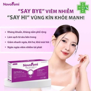 [CHE TÊN SP] Viên đặt giảm ngứa, khử mùi NovoFemi tím (Hộp 14 viên)   *Nếu mua 7 viên thì không có hộp