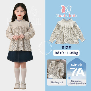 Áo Babydoll Dài Tay Cho Bé Gái Hania Kids Họa Tiết Hoa Nhí, Phong Cách Tiểu Thư