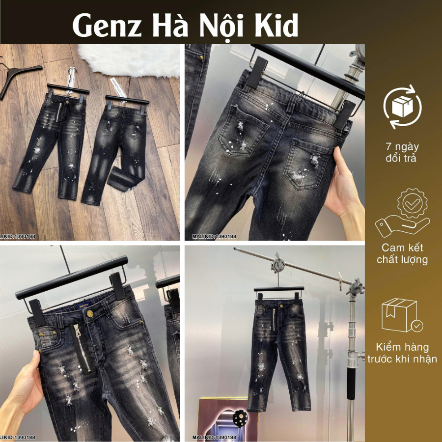 Quần jean Đê Ít Que phối khoá đùi siêu chất chơi nổi bật cá tính cho bé