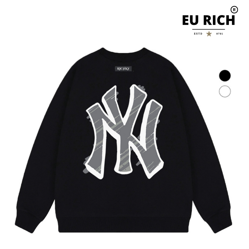 Áo Sweater Eu Rich Premium Nỉ Mlb Ny Dark Grey