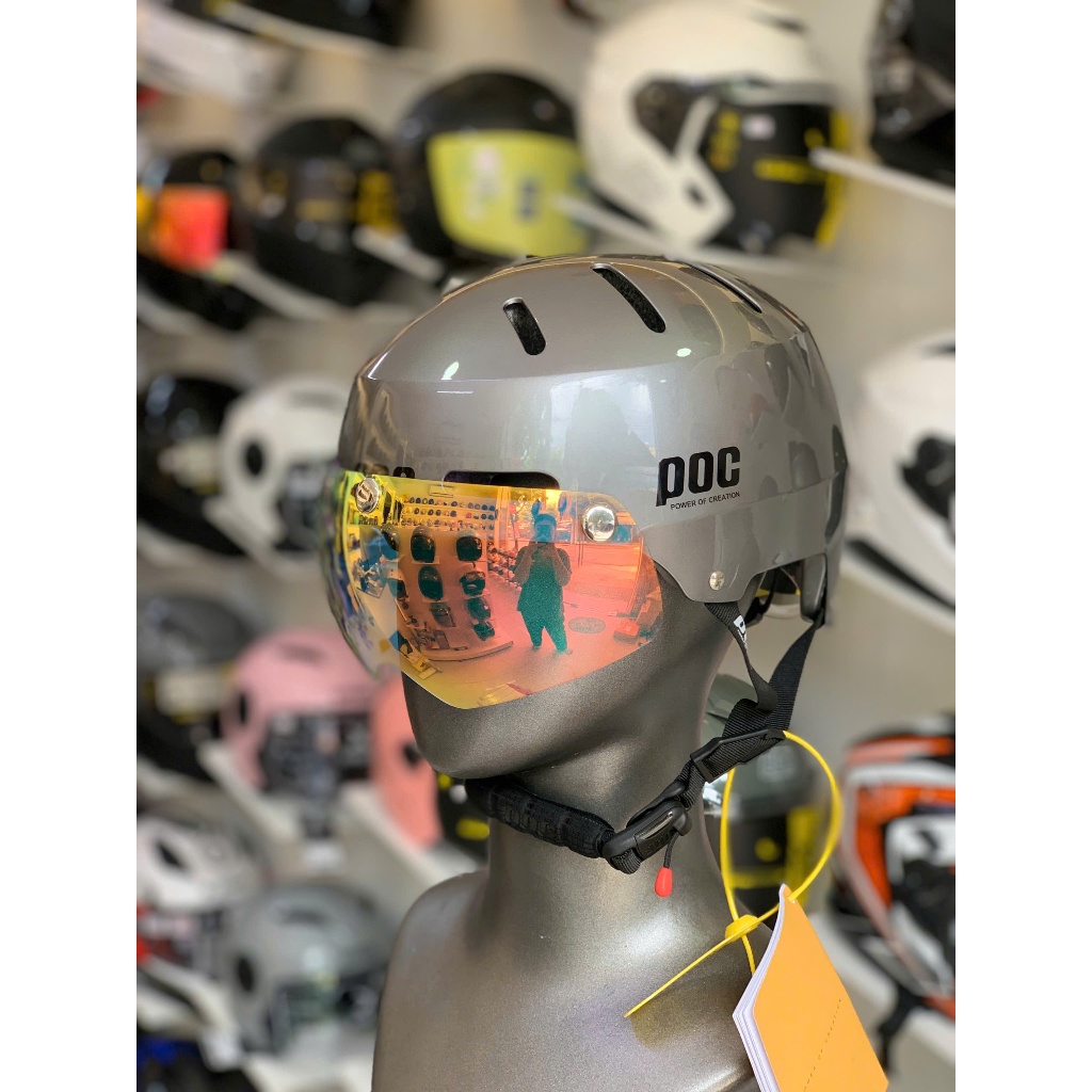 [Độ Kính Nam Châm Ẩn] Cho Nón POC P05 Màu Xám Titanium Bóng + Kính Revo Đổi Màu