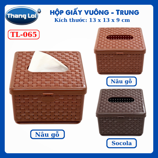 Hộp Đựng Khăn Giấy Vuông Có Nắp Nhựa Thắng Lợi 13x13x8.6cm | Chống Bụi, Gọn Gàng, Dành Cho Nhà Hàng – Gia Đình