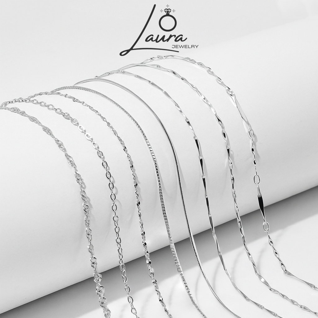 Dây chuyền bạc nam nữ Laura Jewelry dạng thuôn Dây chuyền trơn nam nữ bạc thật