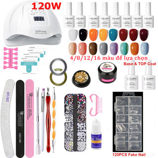  Nail Haven set làm nail cơ bản 54W 120W đèn móng tay + Fake nail + Base&Top Coat + Tùy chọn 4 8 12 16 sơn gel màu 