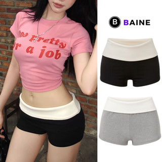  Quần SHORT CẠP TRỄ KIỂU GẬP EO Chất Gân Dáng Ôm Sexy QU04 Quần Đùi Dáng Ngắn Lật Lưng BAINE 