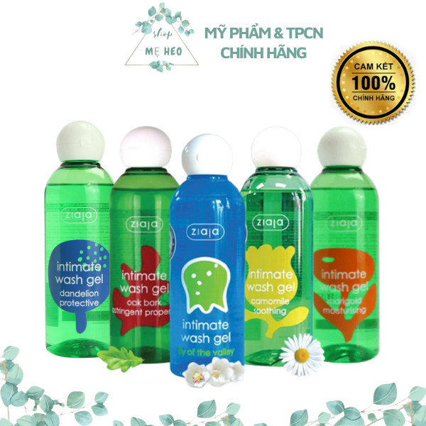 Dung Dịch Vệ Sinh Intimate Ziaja Wash Gel 200ml DDVS nam nữ Intima Hoa Lan Chuông Cúc La Mã Vỏ Sồi