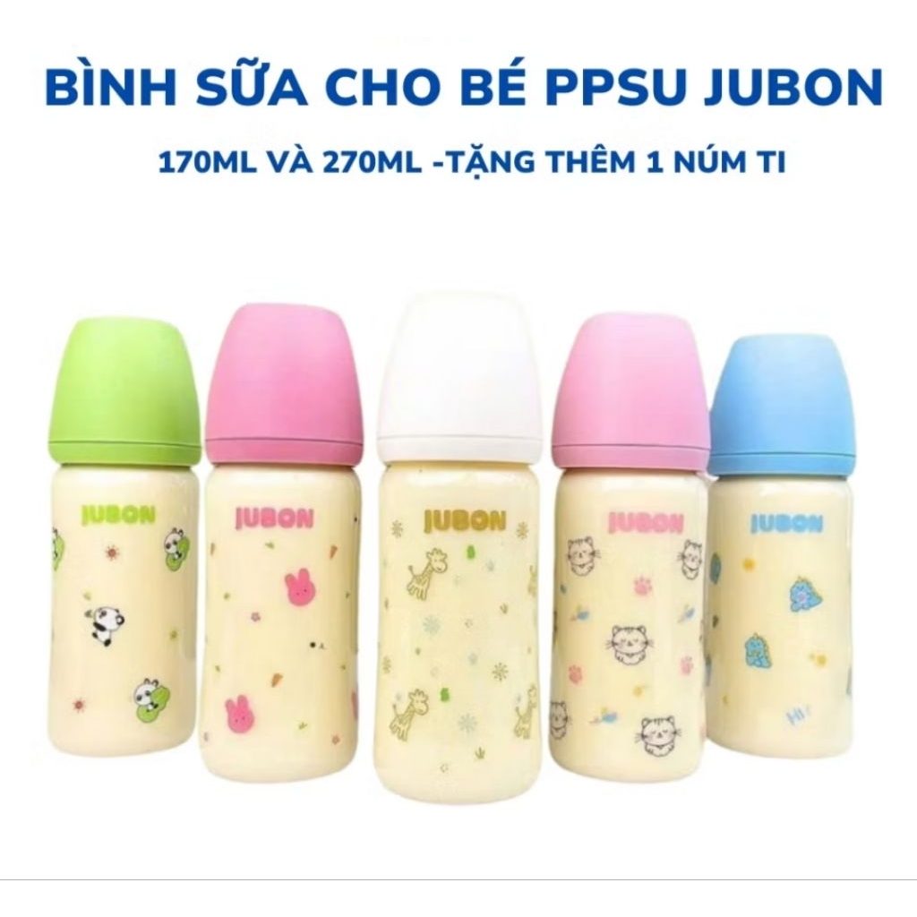 [⚡️ Flash sale] Bình sữa chính hãng JUBON nhựa PPSU cao cấp 170ml & 270ml - núm ti siêu mềm, an toàn cho bé