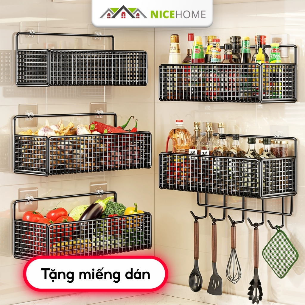Kệ Đựng Đồ Nhà Tắm Dán Tường Đa Năng, Kệ Để Đồ Gia Vị Nhà Bếp Thép Không Gỉ Cao Cấp Chịu lực 10kg