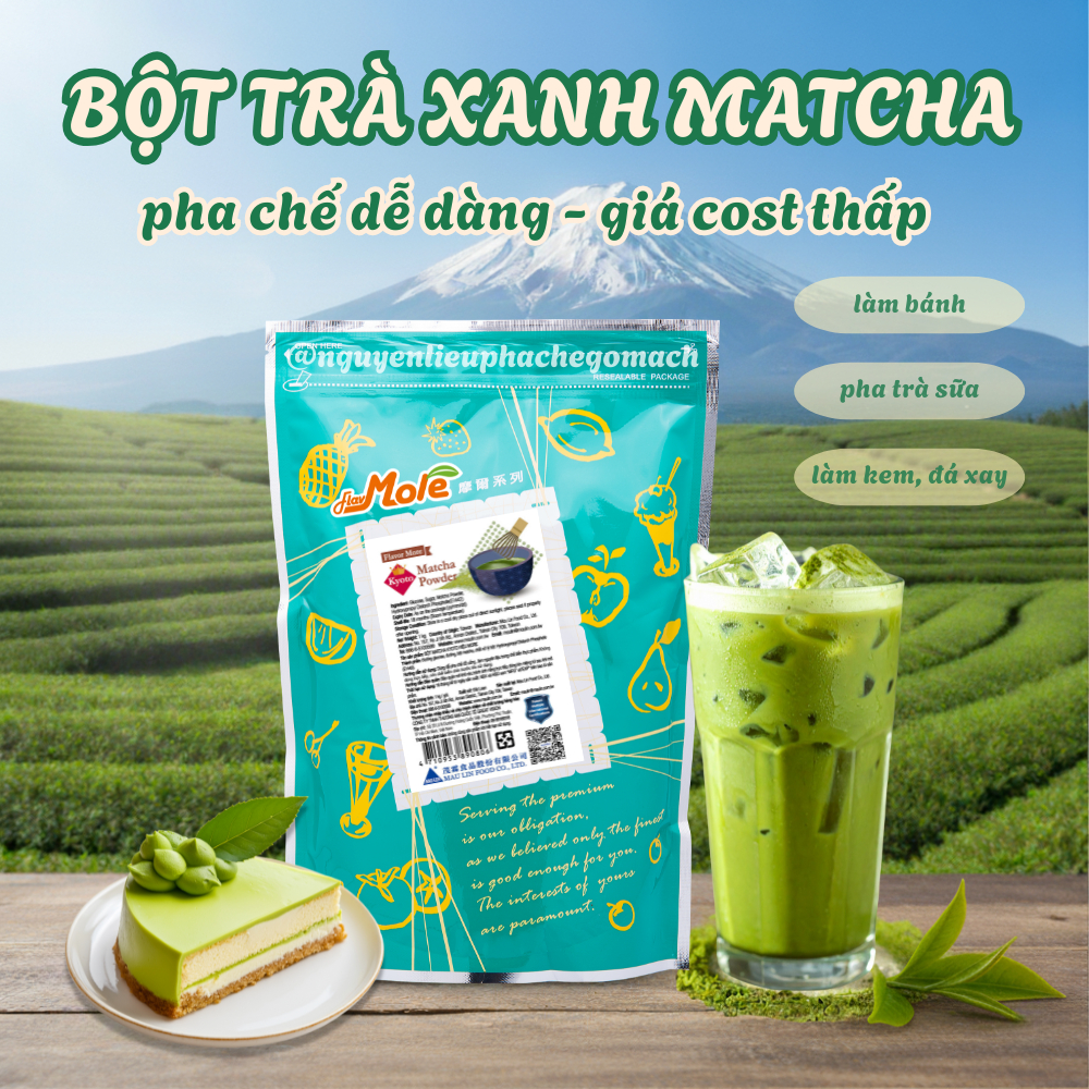 [CÓ ĐƯỜNG] Bột Trà Xanh Matcha Kyoto More 1KG, Bột Matcha Pha Latte, Bột Matcha Pha Sẵn Tiện Lợi