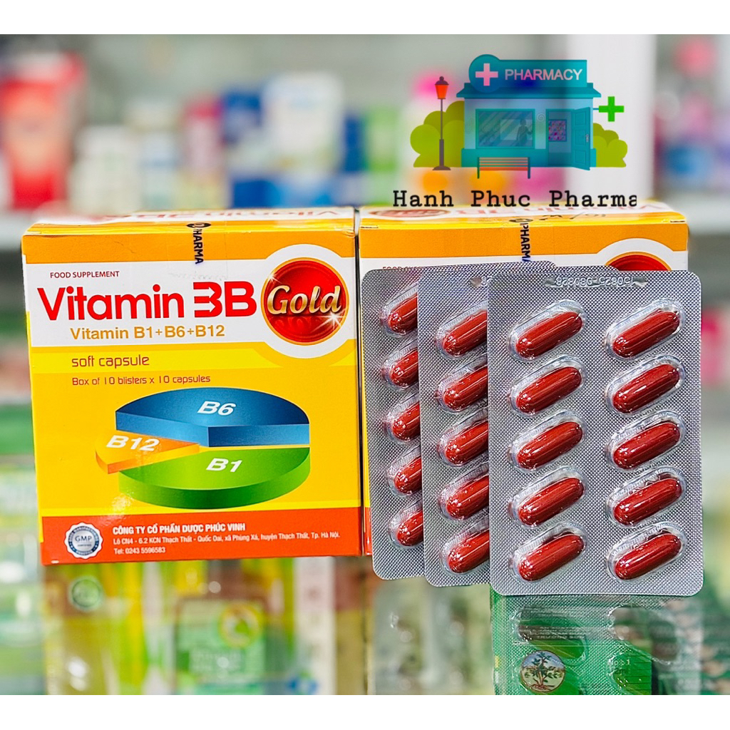 Viên Uống Vitamin B Vitamin 3B Gold PV Pharma Hỗ Trợ Bổ Thần Kinh, Giảm Tê Bì Chân Tay 100 Viên/Hộp