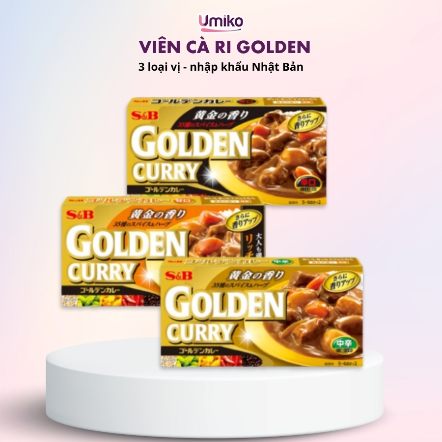 Viên Cà Ri Kiểu Nhật S&B Golden Curry Umiko 3 Vị Thơm Ngon Hấp Dẫn Hộp 8 Viên - Umiko