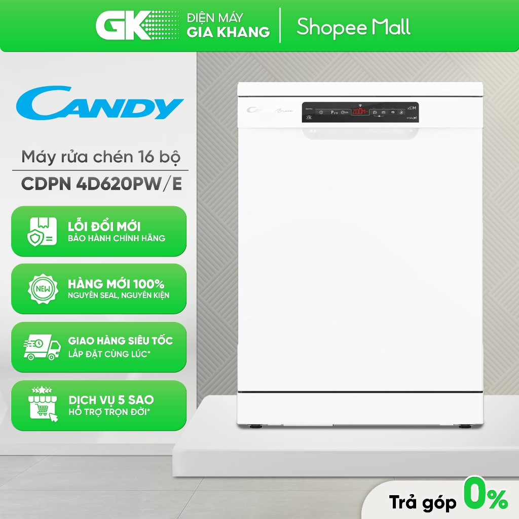 CDPN 4D620PW/E - Máy Rửa Chén Độc Lập CANDY CDPN 4D620PW/E (Trắng) - Có Sấy - 16 Bộ Châu Âu [Toàn Quốc]