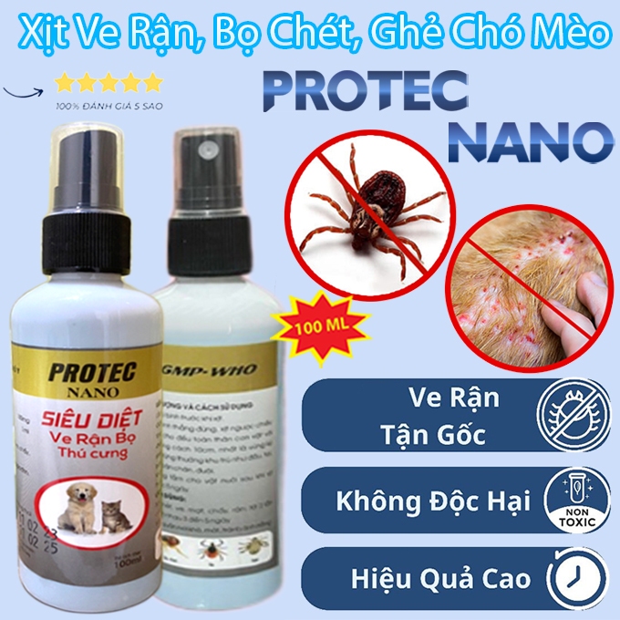 Xịt PROTEC NANO 100ml Vệ Sinh Lông Thú Cưng – Hỗ Trợ Giảm Ngứa, Làm Dịu Da & Ngăn Bọ Chét