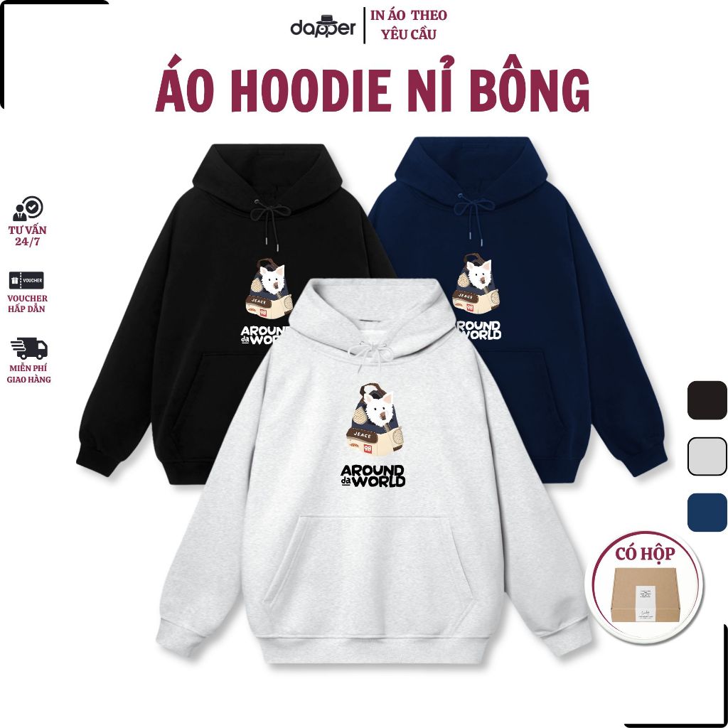 [ÁO HOODIE NỈ BÔNG] Áo Hoodie Thiết Kế NỈ Bông Ấm Áp Cho Mùa Đông  DH14 +CÓ HỘP