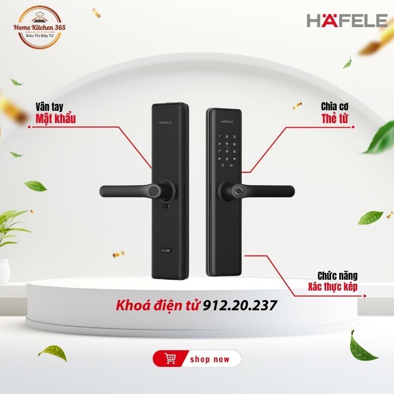 Khóa Điện Tử Hafele DL7600 Đen Không Pin 912.20.237 | Khóa vân tay & mật khẩu Hafele cao cấp