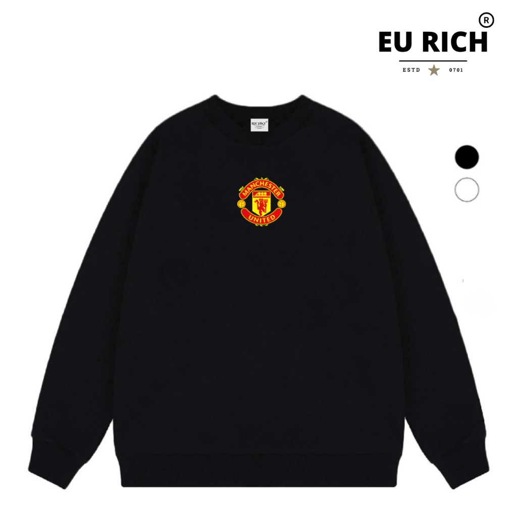 Áo Sweater Eu Rich Premium Nỉ Logo Mid Câu Lạc Bộ Bóng Đá Manchester United Fc