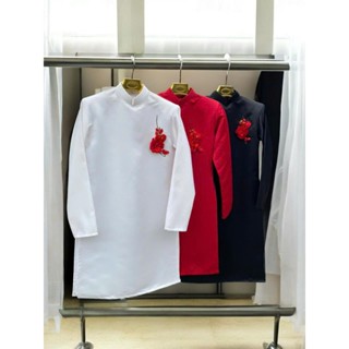 Áo Dài Nam Đính Hoa Thủ Công