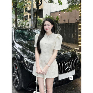 Đầm Dạ Dự Tiệc Dài Tay Cổ Nơ Tay Áo Đuôi Váy Đính Lông Vũ Sang Chảnh Hàng Loại 1