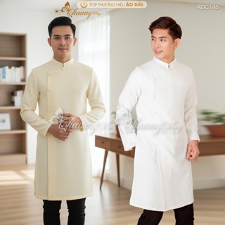 Áo Dài Nam Cách Tân Trắng Truyền Thống May Sẵn Vải Tafta Dáng Lịch Lãm Dự Tiệc Cưới Lễ Tết Đẹp ADC146