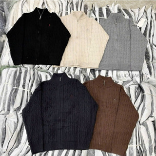   Hight Quality  - Áo Polo Ralph Lauren Wool-Cashmere Cable-Knit Sweater Áo len nam Áo len zip sweater 
