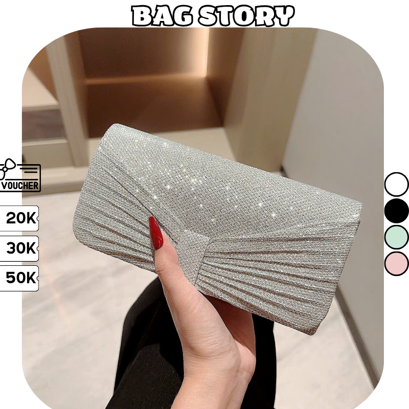 Ví cầm tay nữ dự tiệc bling bling lấp lánh cao cấp, Clutch sang trọng kèm dây đeo phù hợp đi tiệc cưới và dạ hội TX-152