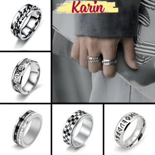 Nhẫn Nam Titan Karin Accessories – Nhẫn Thép Không Gỉ Màu Bạc Phong Cách Hiphop Hàn Quốc Unisex Trang Sức Cá Tính