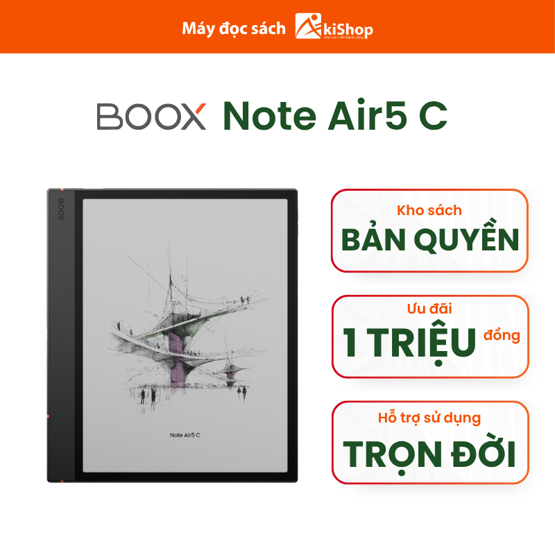 Máy đọc sách BOOX Note Air5 C (10.3 inch) màn hình màu Kaleido 3, Android 15 kèm bút Pen 3 mới nhất