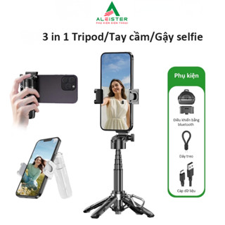  Chân tripod mini Aleister 3 IN 1 cho điện thoại Gậy chụp ảnh tự sướng  Bluetooth có đèn trợ sáng,Gậy selfie mi ni 