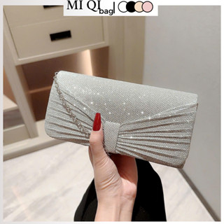Túi xách nữ Clutch ánh bạc kim tuyến lấp lánh đi tiệc, Ví nữ cầm tay dạ hội có dây đeo cao cấp sang chảnh MIQIBAG TX-152