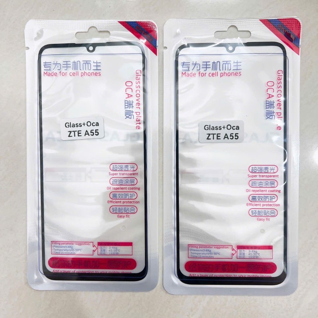 Kính ZTE blade A55, kính ép màn hình có keo oca, kính ZTE A55, kính ép liền keo Z2450