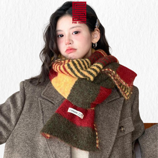  Khăn quàng cổ len kẻ ngang len nam nữ lông mịn dệt kim không xù vibe giáng sinh Noel Re1925 Studio KK03 