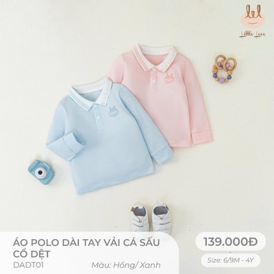 Áo Polo cá sấu dài tay cổ dệt dành cho bé Lil Little Love (DADT01)