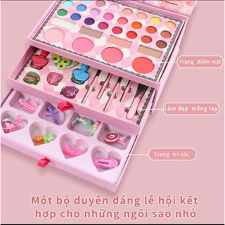  Bộ trang điểm cho bé chính hãng IGGOODCO đồ chơi Make up làm móng trang điểm 3 tầng cho bé full box an toàn cho bé 