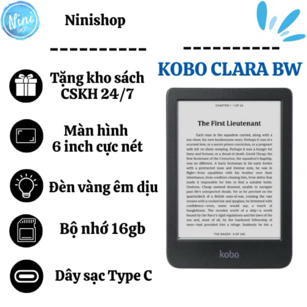 Máy Đọc Sách Kobo Clara BW 2024