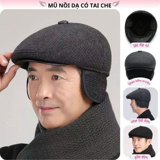  Mũ nội dạ có tai che mũ mỏ vịt nam trung niên đội giữ ấm mùa đông nón giữ ấm tai cho bố ông phong cách lịch lãm 