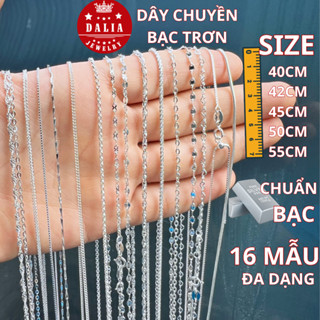 Dây chuyền bạc trơn chuẩn bạc DaLiA Jewelry vòng cổ bạc trơn không mặt dài 40cm, 45cm, 50cm, 55cm, dây bạc trơn cho nữ