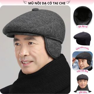  Mũ Nồi Dạ Nam Trung Niên Có Che Tai Mũ Mỏ Vịt Giữ Ấm Đầu Mùa Đông Nón Beret Có Tai Che Chống Gió Lạnh Cho Bố Và Ông 