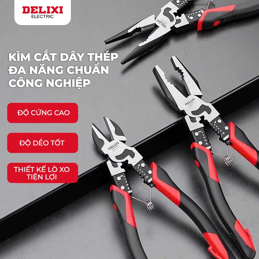 [GIÁ SỈ] Kìm Cắt DELIXI 8.5 Inch Kìm Cắt Thép Vạn Năng Tiết Kiệm Lực Cắt Ngọt, Bền Chuẩn Công Nghiệp