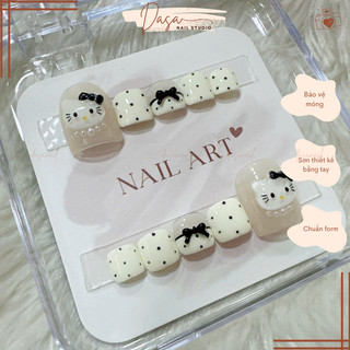  Móng tay và móng chân giả NGẮN màu BASIC nail box tay chân design CHẤM BI đơn giản tặng keo dán móng MC121 