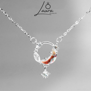  Dây chuyền bạc nữ Laura vòng cổ đính đá mặt trăng moonstone đá năng lượng Laura Jewelry LJ0266 
