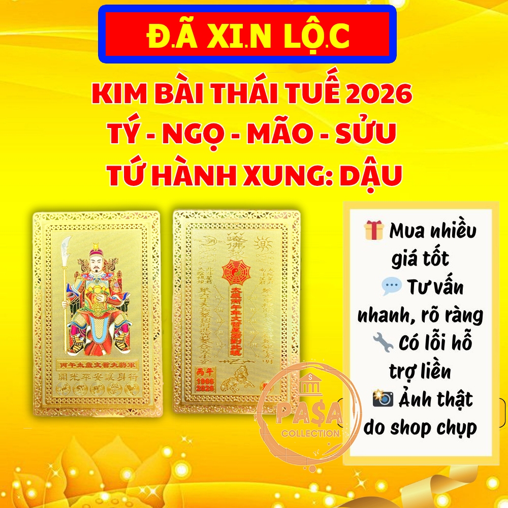 [ĐÃ KHAI QUANG][GIÁ SỈ] Thẻ Kim Bài Thái Tuế 2026 Bỏ Bóp Ví Cho Người Tuổi: TÝ - SỬU - MÃO - NGỌ - DẬU [bằng kim loại]