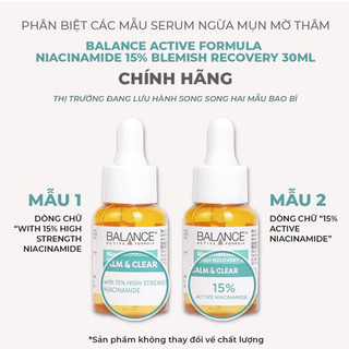 Serum Mờ Thâm và Kiềm Dầu Balance Active Formula Niacinamide 15% Blemish Recovery 30ml