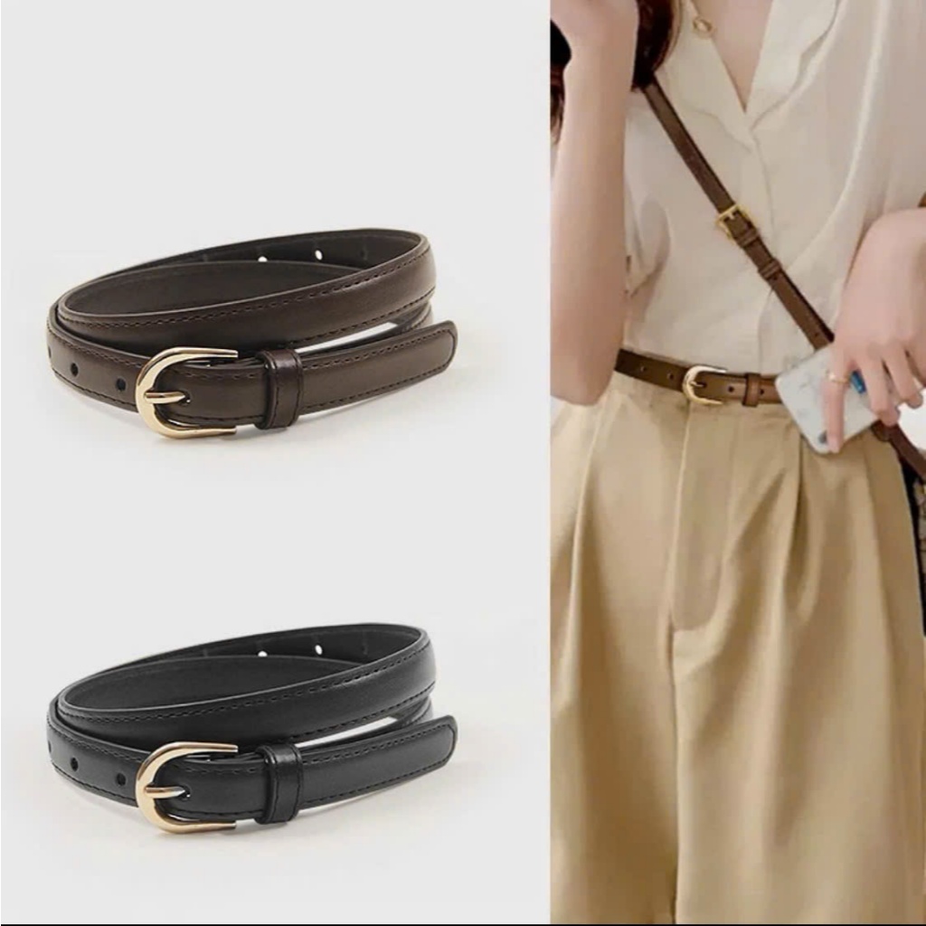 Thắt lưng nữ da PU bản nhỏ 2.3cm dày dặn 2 màu đơn giản thời trang #T11 [AN TÂY STORE68]
