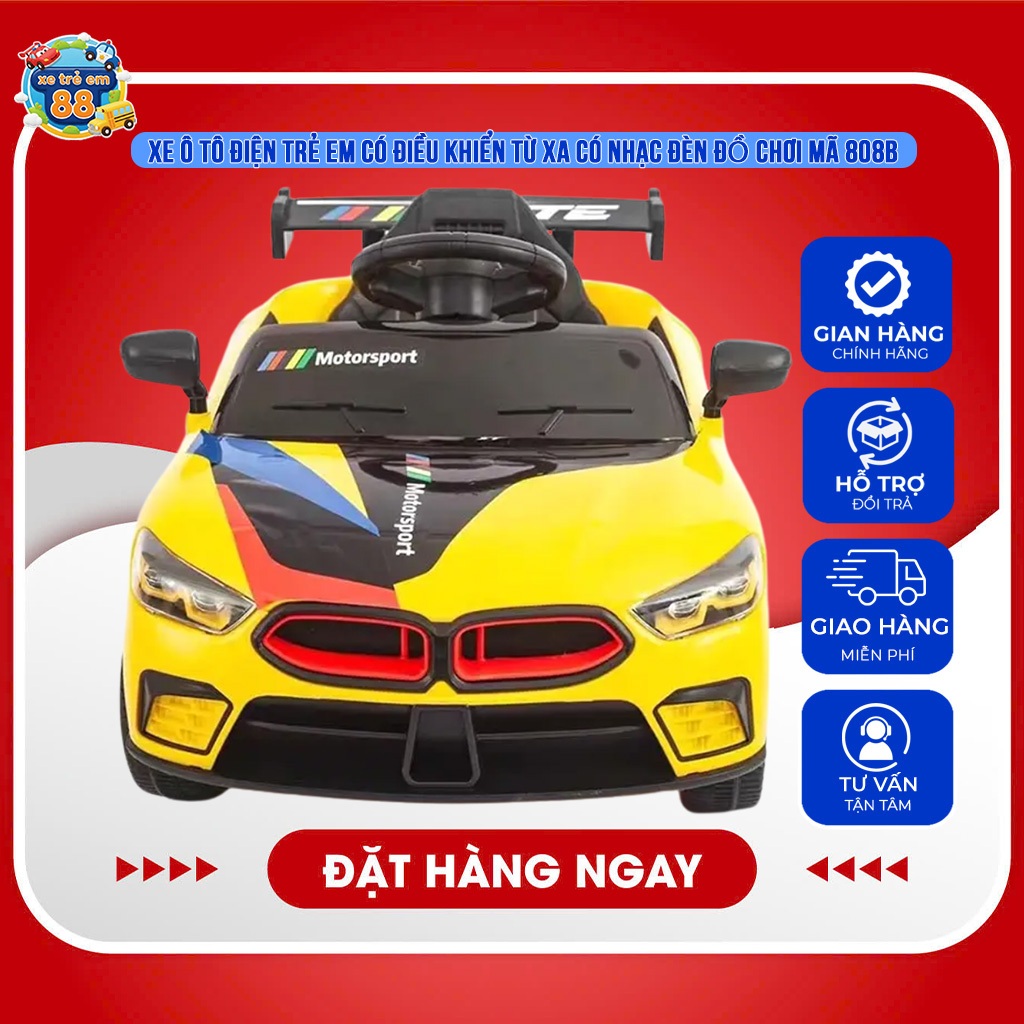 Xe Ô Tô Điện Trẻ Em 808 Có Điều Khiển Từ Xa Và Chân Ga