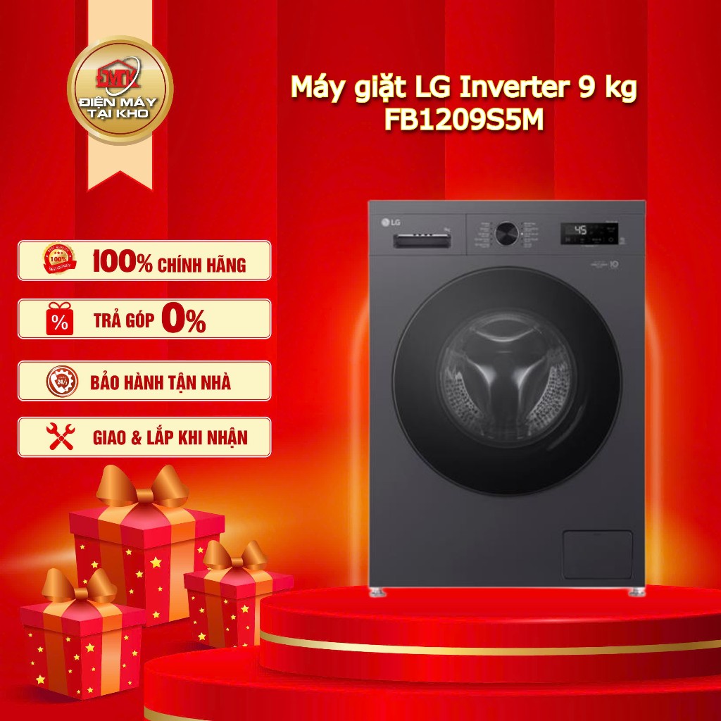 Máy Giặt LG Inverter 9 kg FB1209S5M – Cửa Trước Lồng Ngang – Công Nghệ 6 Motion DD & Steam™