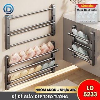 Kệ để giày dép treo tường 2 tầng LD-5233 nhôm anod không rỉ + tặng kèm miếng dán
