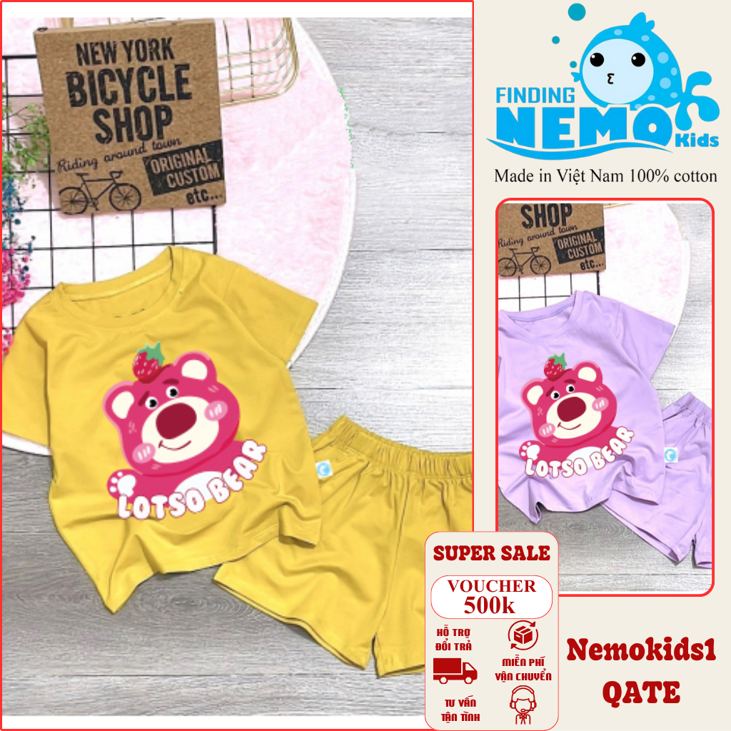 Bộ Đồ Bé Gái Gấu Dâu Lotso Bear DUI05 | Vải Mềm Mịn, Thấm Hút Mồ Hôi, Cho Bé 8–25kg – Nemokids