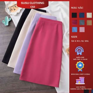  Chân váy chữ A dáng dài qua gối cạp cao có xẻ sau chất vietx có bigc size tới 75kg a70 