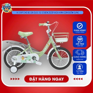 Xe đạp cho bé gái size từ 12 đến 20 ốp xích hình con bướm sừng gắn ghi đông yên xe  fixed gear than