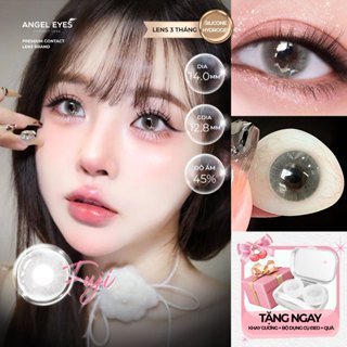  Lens áp tròng xám tây có độ cận 0-8 Fuji Gray hiệu Angel Eyes | Kính áp tròng xám khói không giãn đường kính màu 12.8mm 